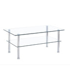 Clear Clear Glass Coffee Table, Tempered Glass End Table