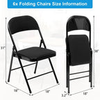 Folding Chair Set Fabric Upholstered Padded Seat Metal Frame for Home Office Dining Room (Set of 4 or 6)