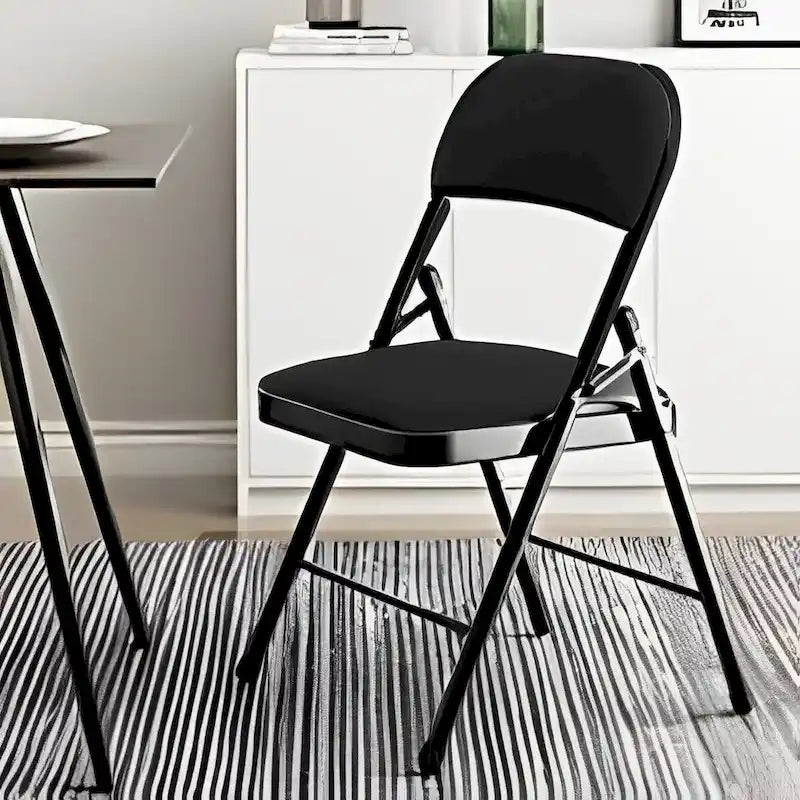 Folding Chair Set Fabric Upholstered Padded Seat Metal Frame for Home Office Dining Room (Set of 4 or 6)