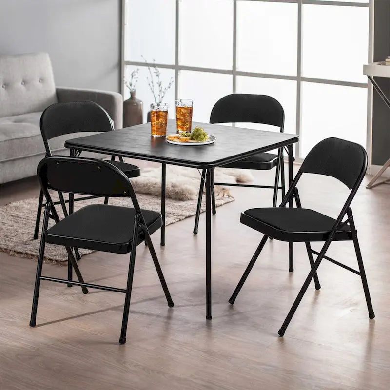 Folding Chair Set Fabric Upholstered Padded Seat Metal Frame for Home Office Dining Room (Set of 4 or 6)
