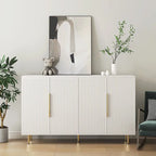 Buffet moderne noir avec rangement, grand buffet cannelé avec étagères réglables, crédence, meuble d'appoint