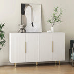 Buffet moderne noir avec rangement, grand buffet cannelé avec étagères réglables, crédence, meuble d'appoint