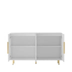 Buffet moderne noir avec rangement, grand buffet cannelé avec étagères réglables, crédence, meuble d'appoint