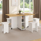 Ensemble de salle à manger pliant Moasis 5 ou 7 pièces avec table à rabats et tabourets de rangement, pour jusqu'à 6 personnes