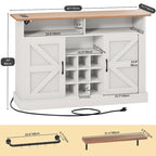 52Farmhouse Coffee Bar Cabinet with Floating Shelf - 15.75D x 52W x 34H