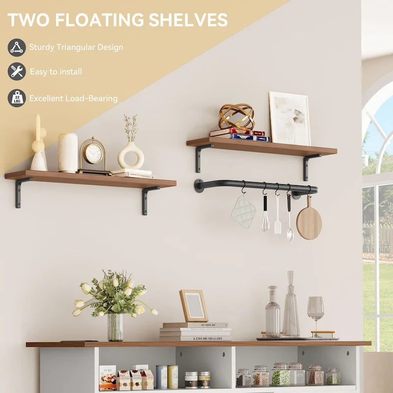 52Farmhouse Coffee Bar Cabinet with Floating Shelf - 15.75D x 52W x 34H