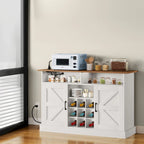 52Farmhouse Coffee Bar Cabinet with Floating Shelf - 15.75D x 52W x 34H
