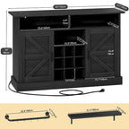 52Farmhouse Coffee Bar Cabinet with Floating Shelf - 15.75D x 52W x 34H