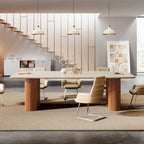 6.5 ft Conference Table with Sintered Stone Top & Wave Stripe Solid Wood Base