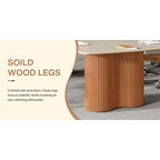 6.5 ft Conference Table with Sintered Stone Top & Wave Stripe Solid Wood Base