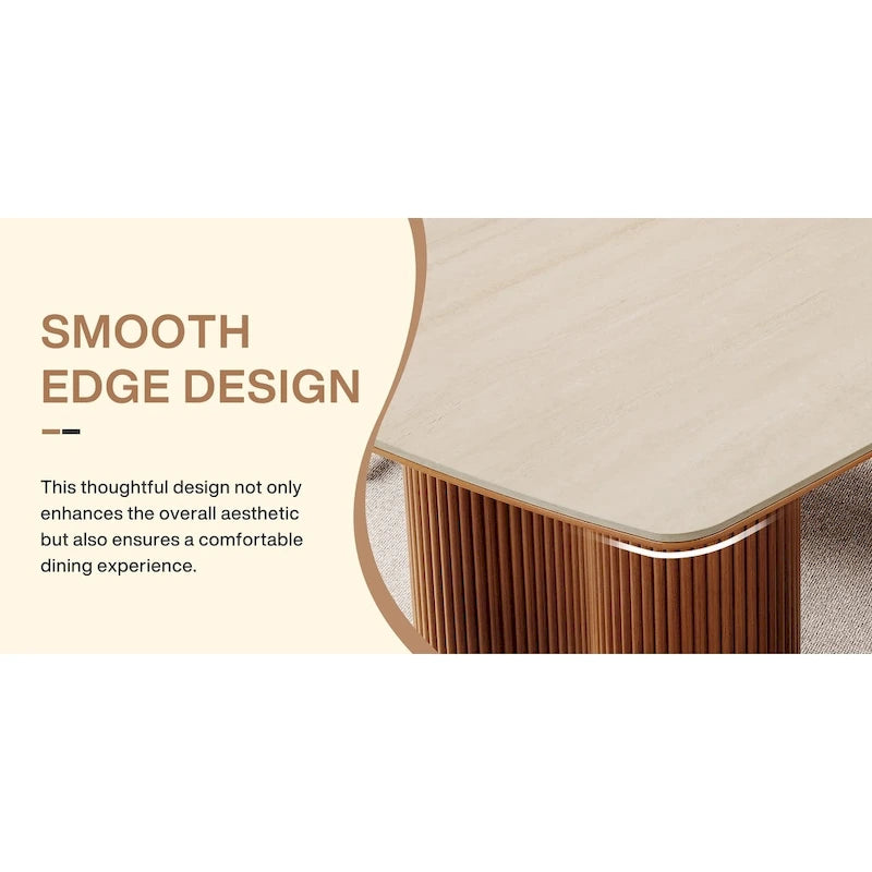 6.5 ft Conference Table with Sintered Stone Top & Wave Stripe Solid Wood Base