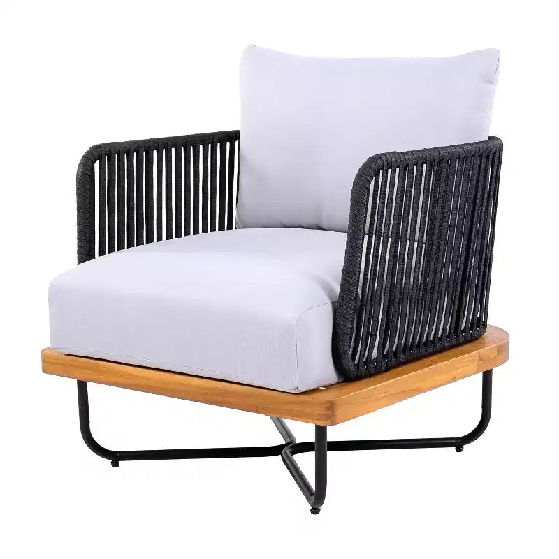Christopher Knight Home Ivan Rope Woven Acacia and Iron Frame Club Chair