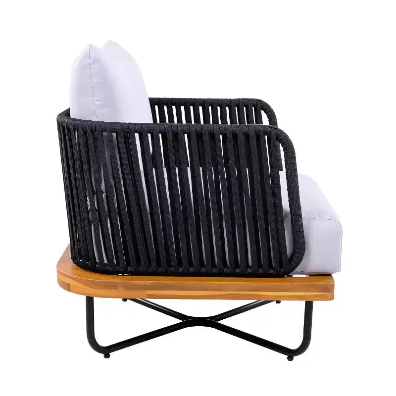 Christopher Knight Home Ivan Rope Woven Acacia and Iron Frame Club Chair