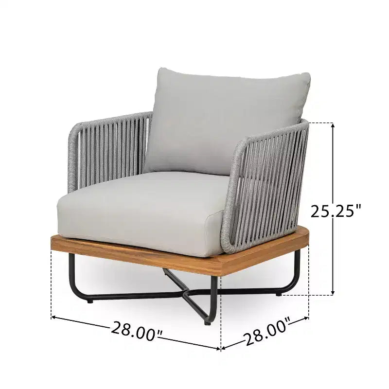 Christopher Knight Home Ivan Rope Woven Acacia and Iron Frame Club Chair