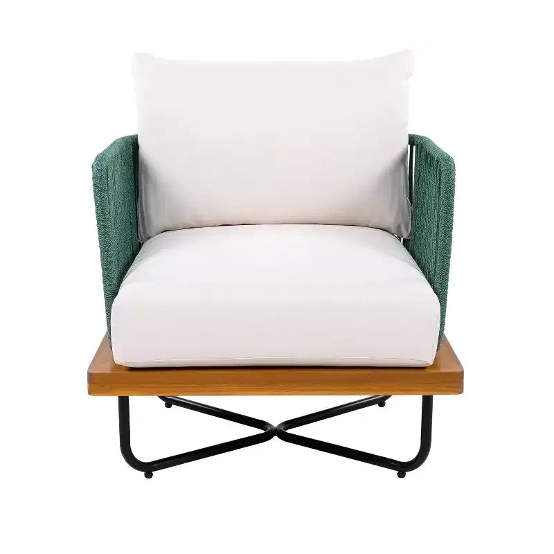 Christopher Knight Home Ivan Rope Woven Acacia and Iron Frame Club Chair