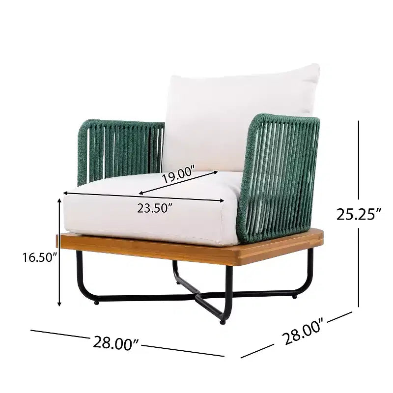 Christopher Knight Home Ivan Rope Woven Acacia and Iron Frame Club Chair