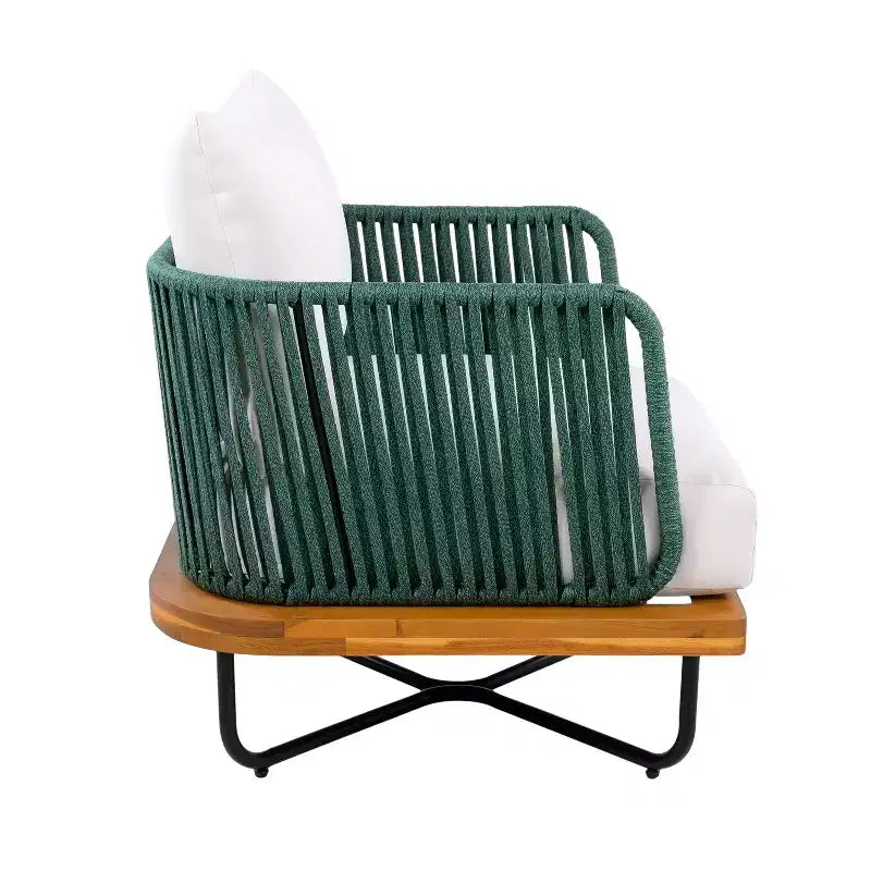 Christopher Knight Home Ivan Rope Woven Acacia and Iron Frame Club Chair