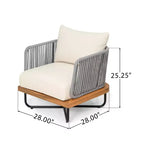 Christopher Knight Home Ivan Rope Woven Acacia and Iron Frame Club Chair