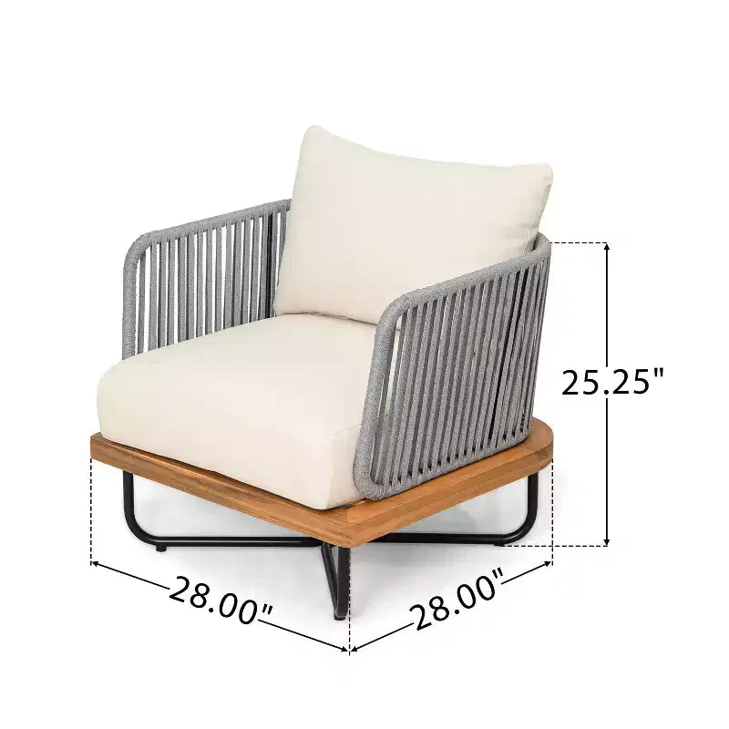 Christopher Knight Home Ivan Rope Woven Acacia and Iron Frame Club Chair