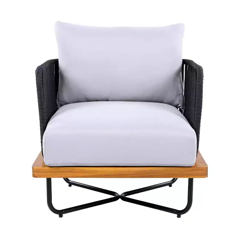 Christopher Knight Home Ivan Rope Woven Acacia and Iron Frame Club Chair