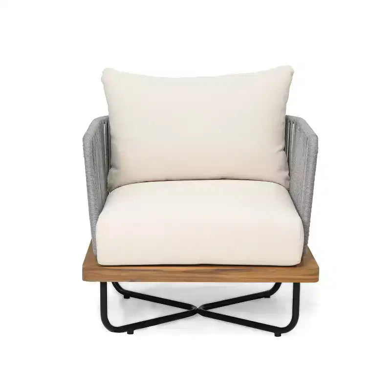 Christopher Knight Home Ivan Rope Woven Acacia and Iron Frame Club Chair