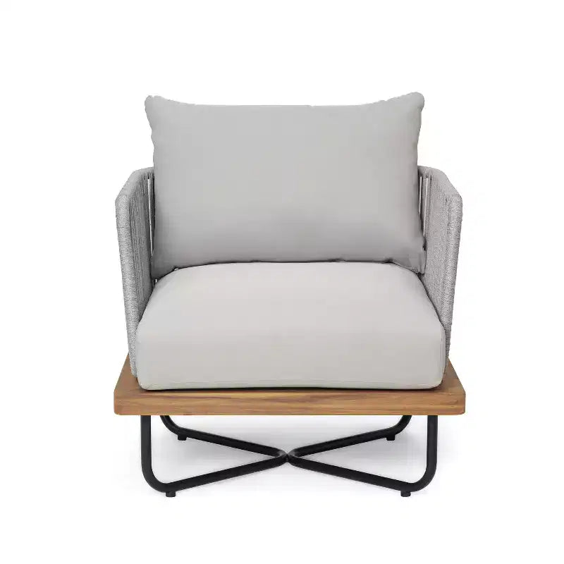 Christopher Knight Home Ivan Rope Woven Acacia and Iron Frame Club Chair