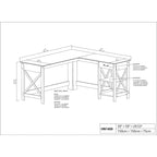 Saint Birch Honduras Washed Gray L-Shape Desk with 1 Drawer and 1 Open Shelf