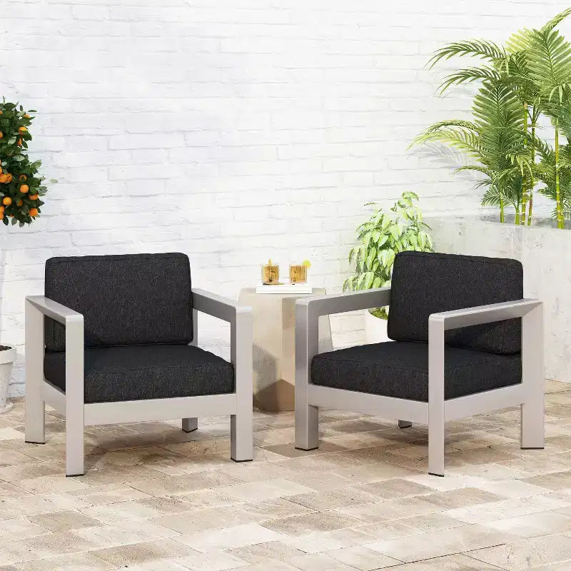 Christopher Knight Home Aviara Outdoor Modern Aluminum Club Chair with Cushions (Set of 2)