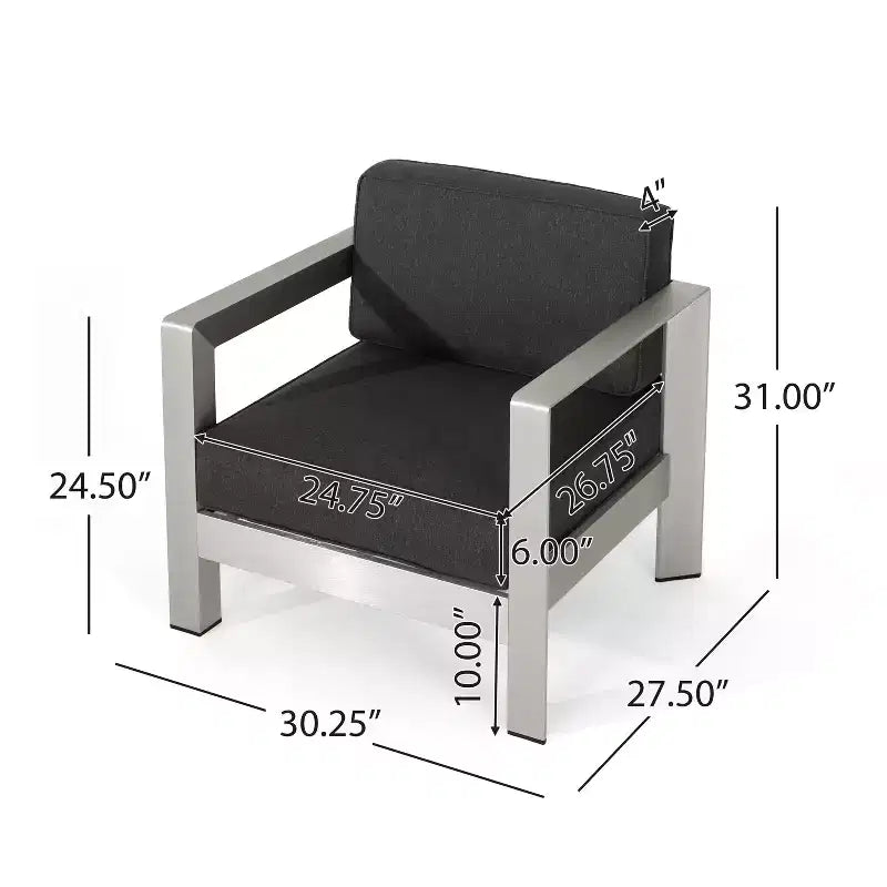 Christopher Knight Home Aviara Outdoor Modern Aluminum Club Chair with Cushions (Set of 2)