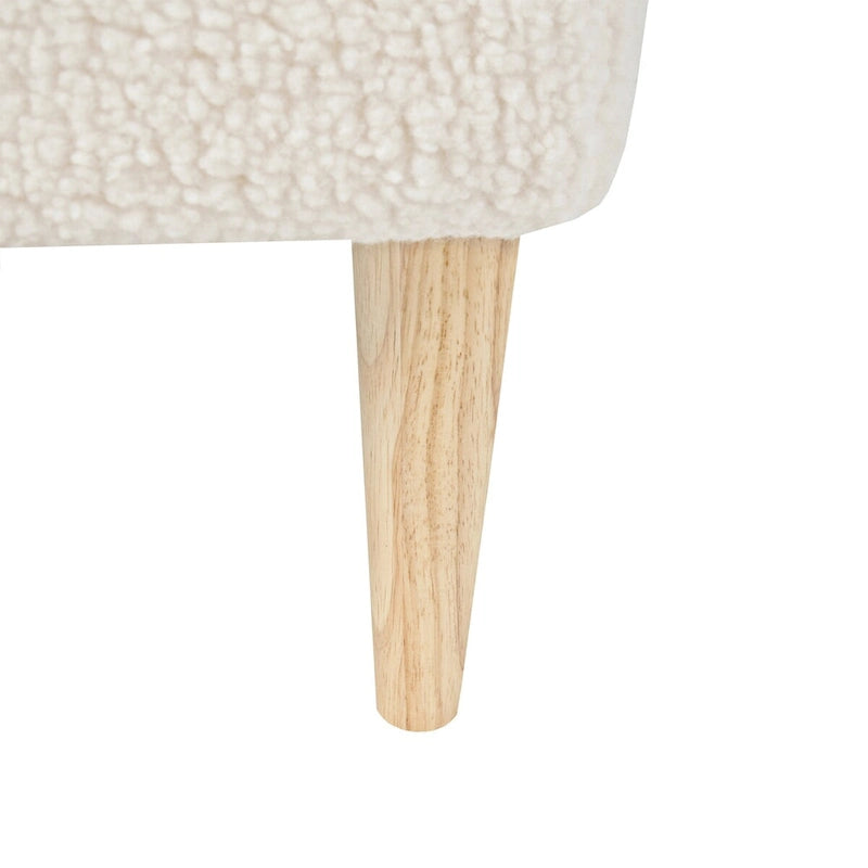 Side Table Foot Stool Padded Boucle Ottoman with Wood Legs