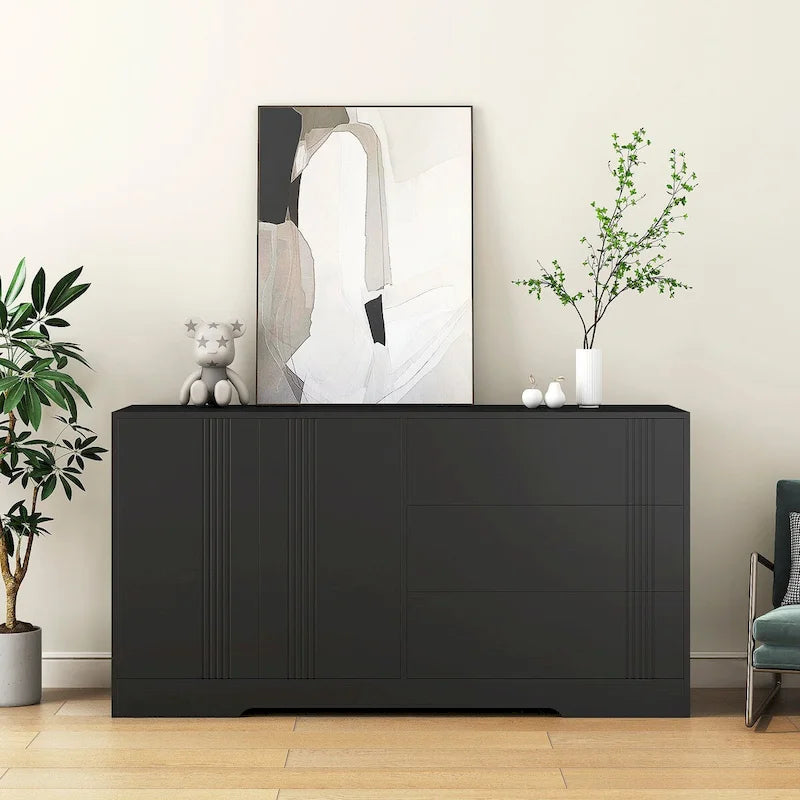 Buffet de rangement avec tiroirs et portes, grand buffet de café avec étagères réglables
