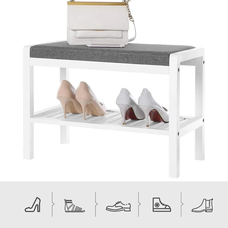 Banc porte-chaussures avec coussin rembourré