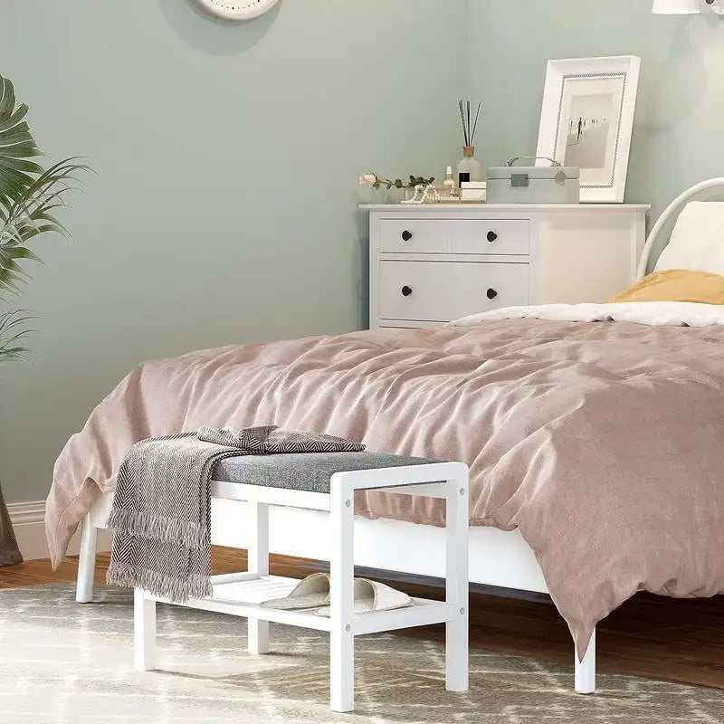 Banc porte-chaussures avec coussin rembourré