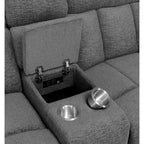 Diko 99 Inch Dual Power Recliner Sofa, Cushioned Tufted Seats, Gray Finish