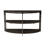 Table console Roundhill Furniture Kalne en demi-lune avec 2 étagères ouvertes, gris anthracite/métal chromé