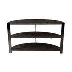 Table console Roundhill Furniture Kalne en demi-lune avec 2 étagères ouvertes, gris anthracite/métal chromé