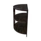 Table console Roundhill Furniture Kalne en demi-lune avec 2 étagères ouvertes, gris anthracite/métal chromé