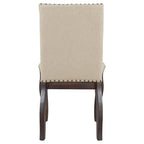 Set of 4 Wood Upholstered Dining Chairs with Nailhead Trim