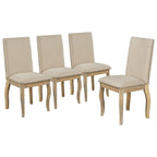 Set of 4 Wood Upholstered Dining Chairs with Nailhead Trim