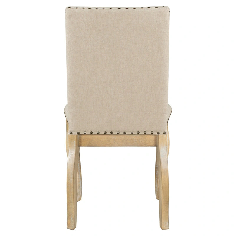Set of 4 Wood Upholstered Dining Chairs with Nailhead Trim