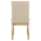 Set of 4 Wood Upholstered Dining Chairs with Nailhead Trim