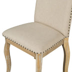 Set of 4 Wood Upholstered Dining Chairs with Nailhead Trim