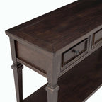 50L Classic Retro Style Console Table with Three Top Drawers and Open Style Bottom Shelf (Gray Wash)