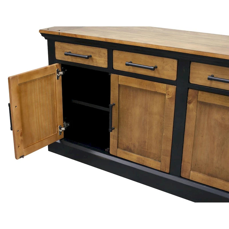 Toulouse Wood Credenza, Office Storage Console, TV Entertainment Stand, Black - 68W x 30H x 18D