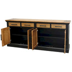 Toulouse Wood Credenza, Office Storage Console, TV Entertainment Stand, Black - 68W x 30H x 18D