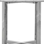 48 Inch Round Dining Table with Marble Top, Cross Base, Chrome