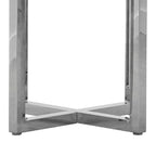 48 Inch Round Dining Table with Marble Top, Cross Base, Chrome