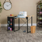 Pivot Sewing Table with Storage Panel and Adjustable Platform