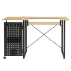 Pivot Sewing Table with Storage Panel and Adjustable Platform