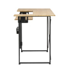 Pivot Sewing Table with Storage Panel and Adjustable Platform